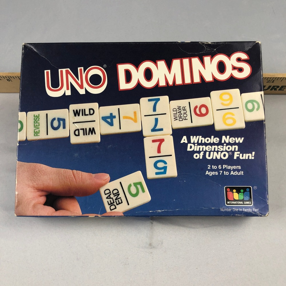 Vintage Uno Dominos Game 1986 International Games Inc Retro Family Board Game